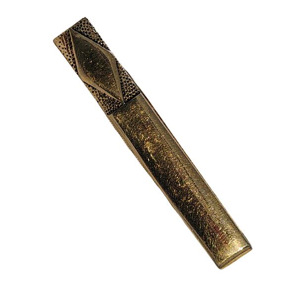 1950s Diamond Mid-Century Modern Swank Tie Bar Money Clip Gold Tone Gently Used - Picture 2 of 4